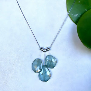 3 Petal Pivot large moss aquamarines necklace-serena kojimoto studio
