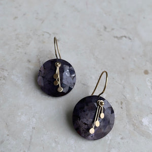 Pendulum dots round plum sapphire earrings-serena kojimoto studio