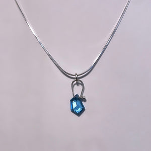 Stirrup tiny geo facet blue topaz necklace-serena kojimoto studio