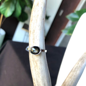 Little oval stacking ring with black/brown sapphire-serena kojimoto studio