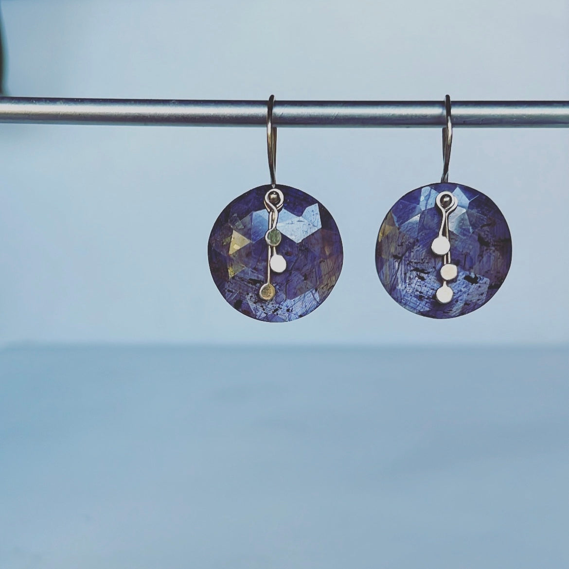 Pendulum dots round plum sapphire earrings-serena kojimoto studio
