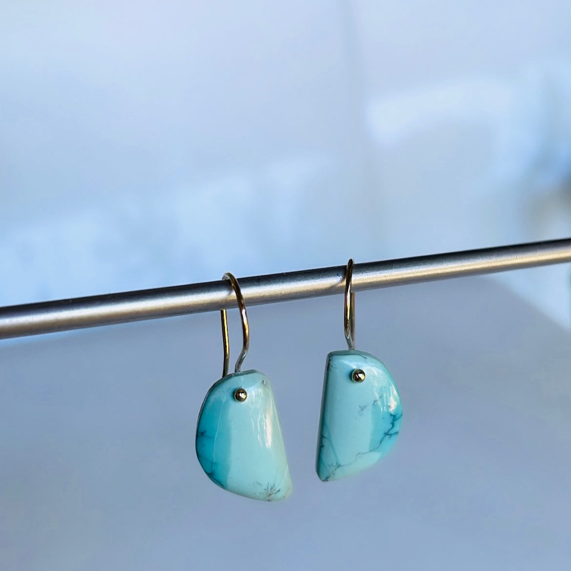 Half moon turquoise earrings-serena kojimoto studio