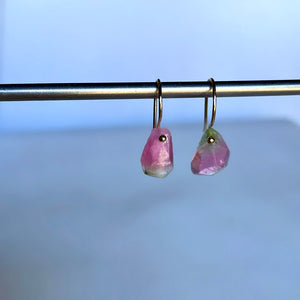 Mini rough pink tourmaline earrings-serena kojimoto studio