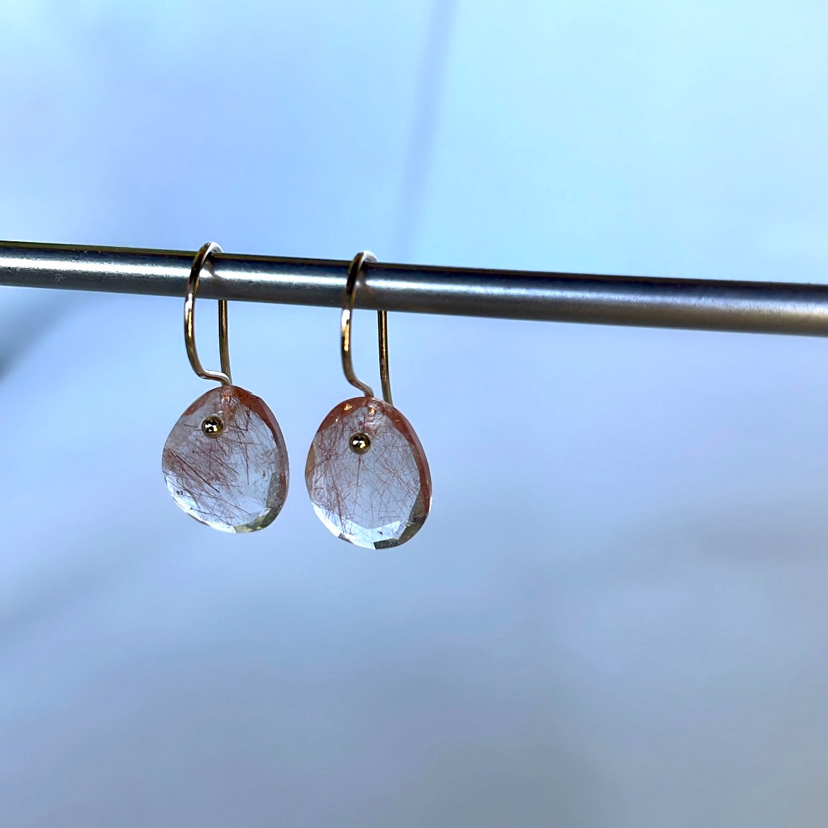 Petite portrait cut rutile quartz earrings-serena kojimoto studio