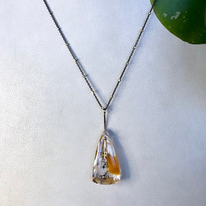 Pendulum dots tall triangle dendritic quartz necklace-serena kojimoto studio