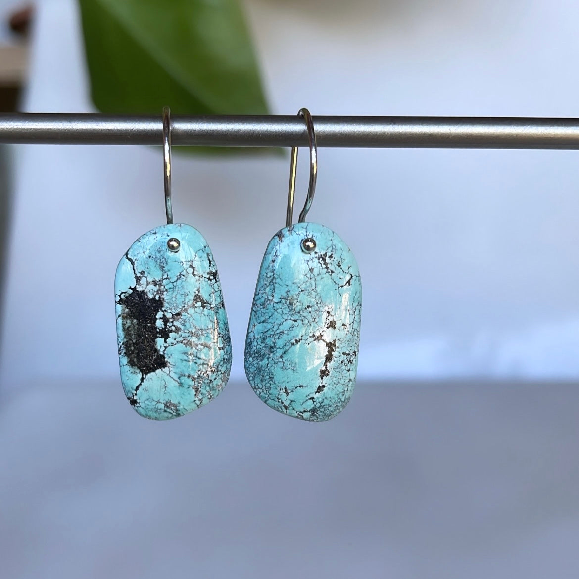 Large Freeform turquoise earrings-serena kojimoto studio