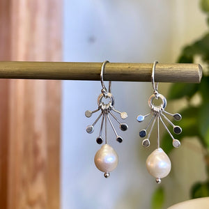 Starburst white baroque pearls earrings-serena kojimoto studio