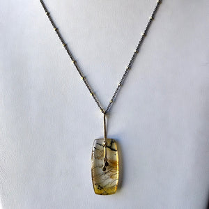 Pendulum dots soft rectangle dendritic quartz necklace-serena kojimoto studio