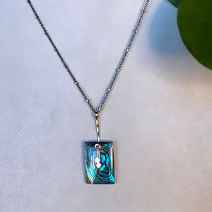 Pendulum dots rectangle abalone necklace-serena kojimoto studio