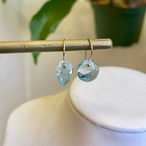 Point drop circle aqua kyanite earrings-serena kojimoto studio