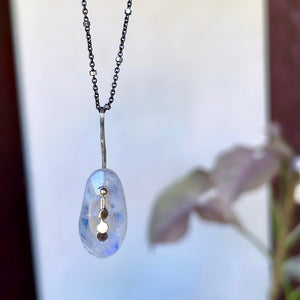 Pendulum dots oval rainbow moonstone necklace-serena kojimoto studio