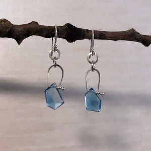 Stirrup geo blue topaz earrings-serena kojimoto studio
