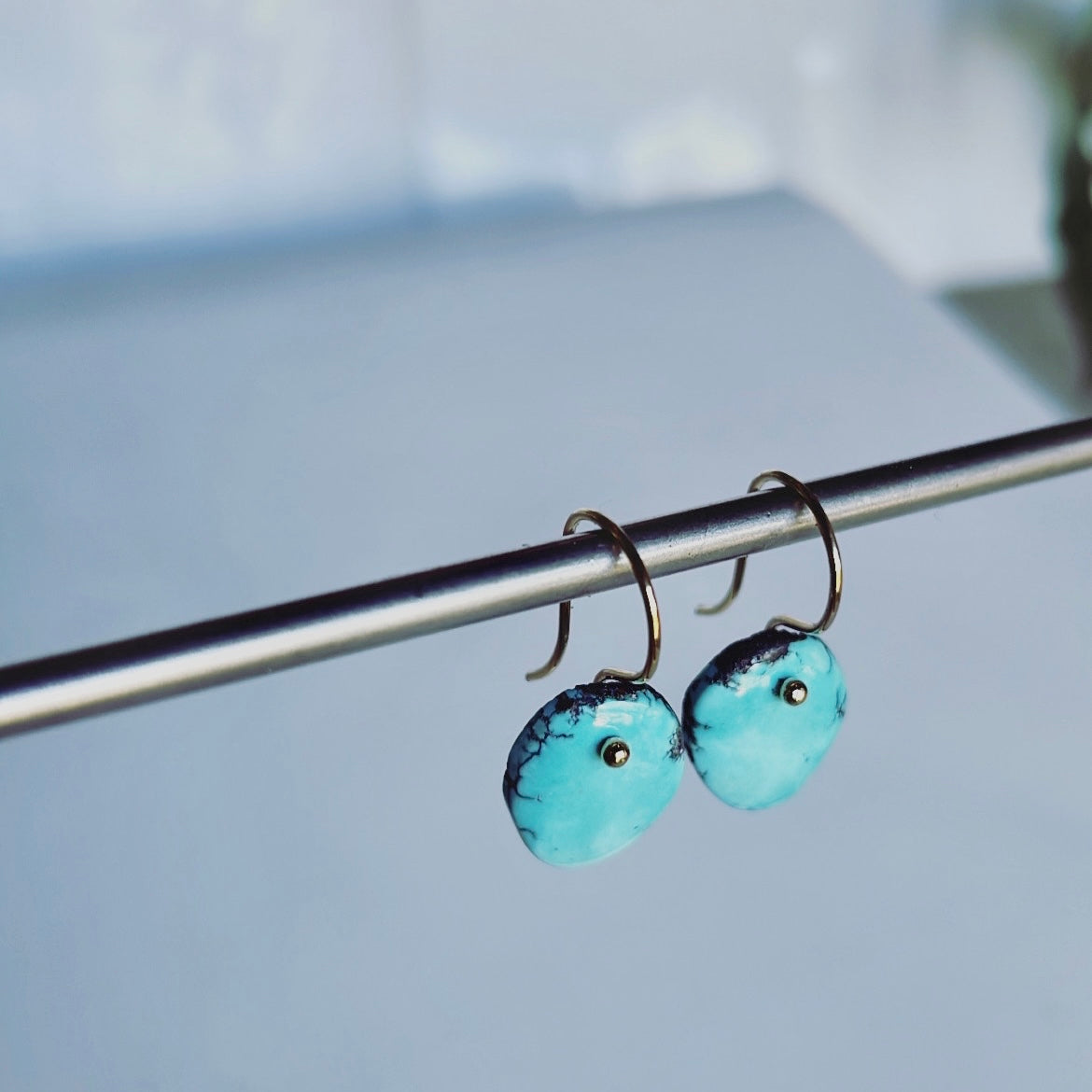 Petites blur turquoise earrings-serena kojimoto studio