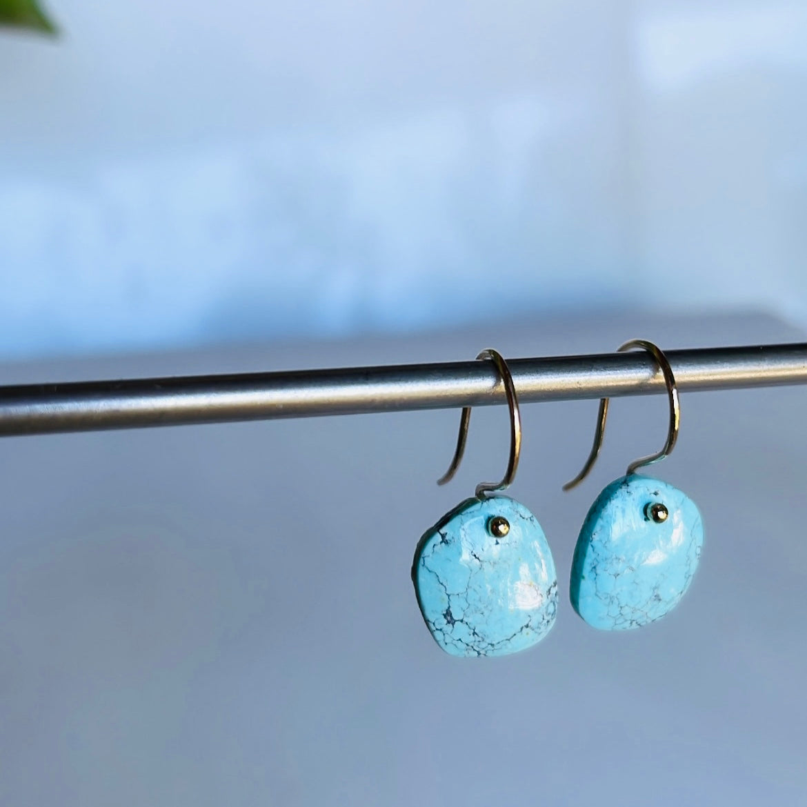 Petite smooth turquoise earrings-serena kojimoto studio