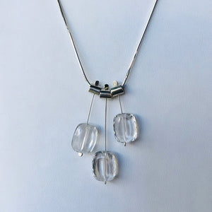 3 Petal pivot clear quartz necklace-serena kojimoto studio