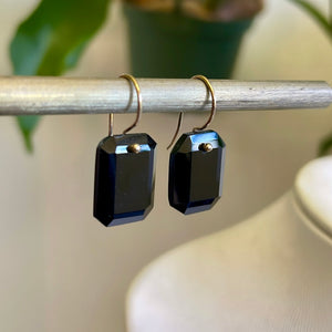 Octagon black spinel earrings-serena kojimoto studio