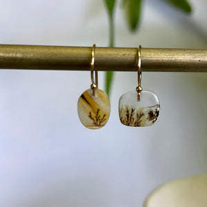 Petite desert branches earrings in dendritic agates-serena kojimoto studio