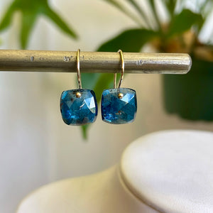 Petite square teal kyanite earrings-serena kojimoto studio