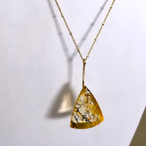 Pendulum dots curvy triangle dendritic agate necklace-serena kojimoto studio