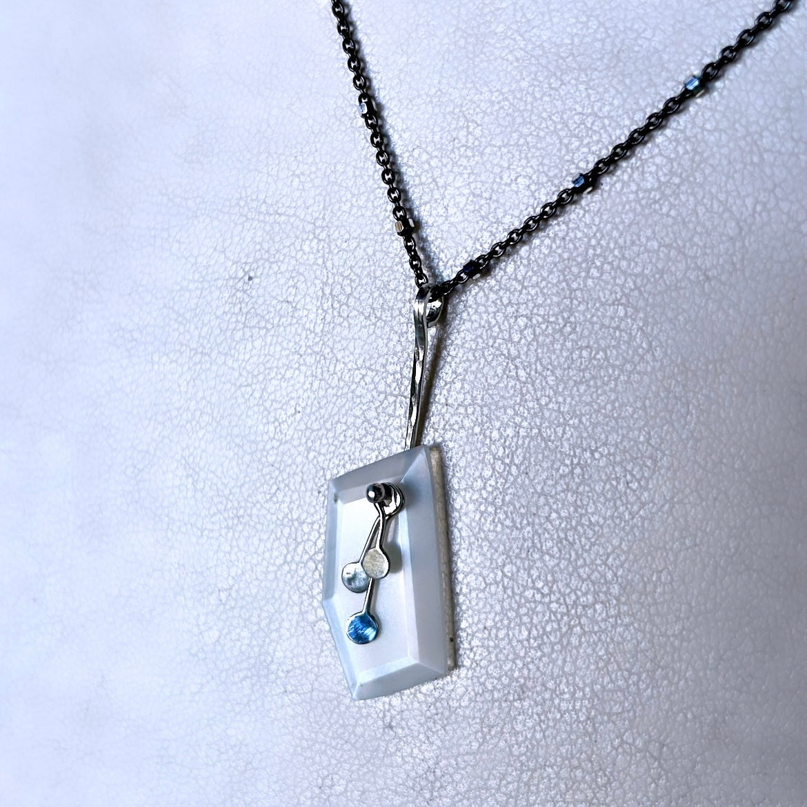 Pendulum dots long geo moonstone necklace-serena kojimoto studio