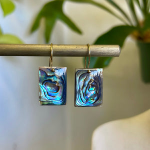 Large rectangle abalone earrings-serena kojimoto studio