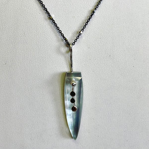 Pendulum dots knife black mother of pearl necklace-serena kojimoto studio