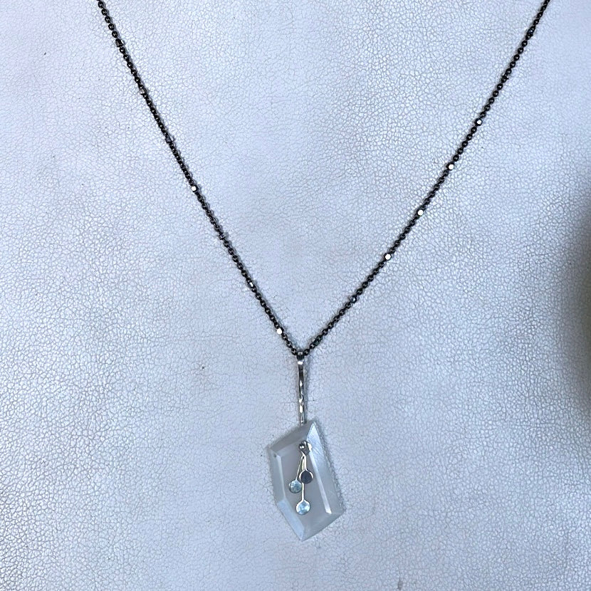 Pendulum dots long geo moonstone necklace-serena kojimoto studio