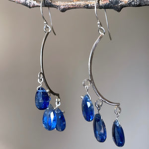 Crescent royal blue kyanite earrings-serena kojimoto studio