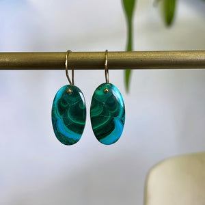 Midi ovals malachite chrysocolla earrings-serena kojimoto studio