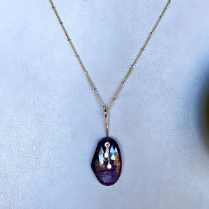 Pendulum dots freeform plum sapphire necklace ￼-serena kojimoto studio
