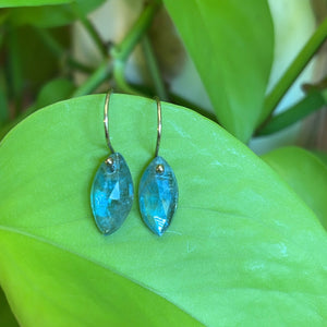 Petite skinny marquis aqua kyanite earrings-serena kojimoto studio