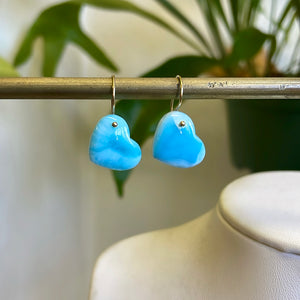 Heart Larimar earrings-serena kojimoto studio