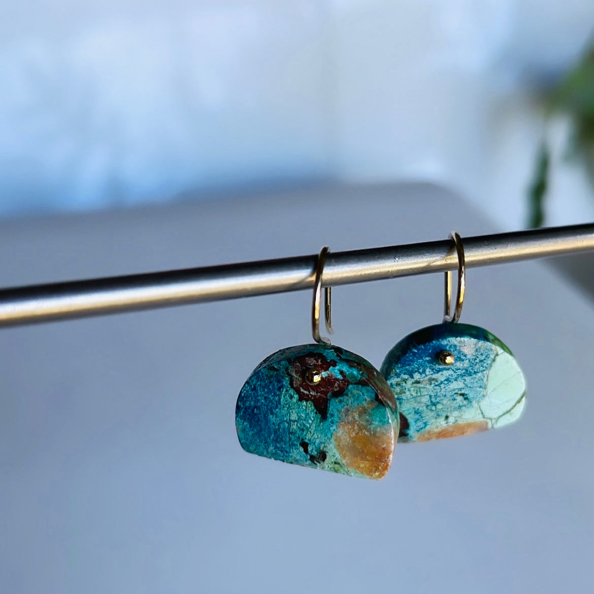 Mountain turquoise earrings-serena kojimoto studio