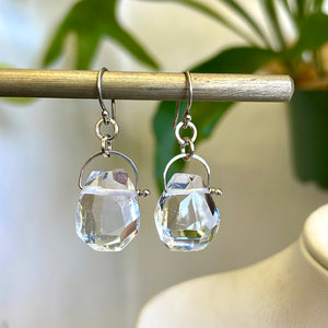 Stirrup nugget clear quartz earrings-serena kojimoto studio