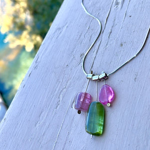 3 petal pivot smooth tourmaline necklace-serena kojimoto studio