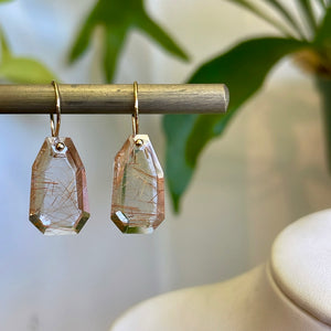 Large portrait cut rutile quartz earrings-serena kojimoto studio