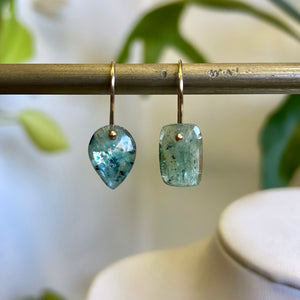 Petite point drop rectangle earrings in mint kyanite-serena kojimoto studio