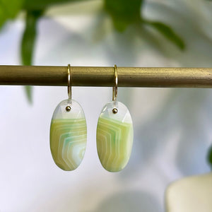 Midi oval Botswana agate earrings-serena kojimoto studio