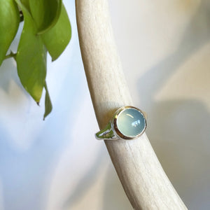 Round top aqua chalcedony ring-serena kojimoto studio