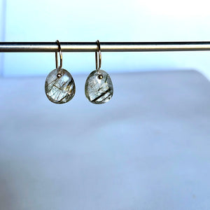 Petite portrait, cut green rutile quartz earrings ￼-serena kojimoto studio