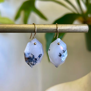 Beveled edges dendritic agate earrings-serena kojimoto studio