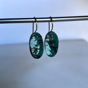 Midi abstract Tibetan turquoise earrings-serena kojimoto studio