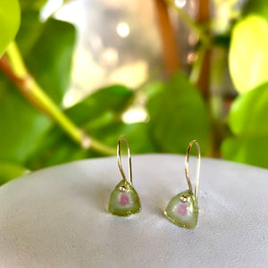Mini triangles in watermelon, tourmaline earrings ￼-serena kojimoto studio