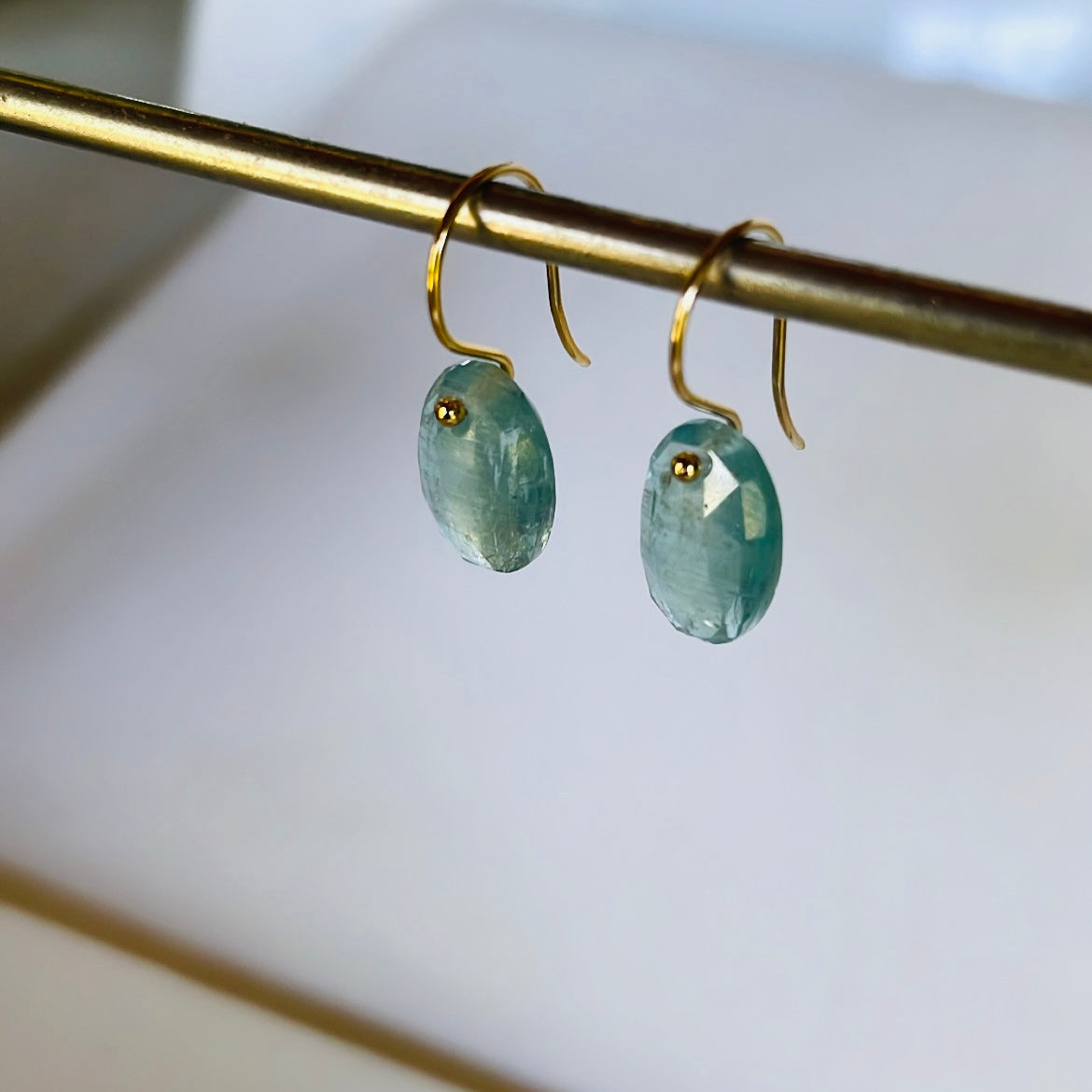 Petite ovals aqua kyanite earrings-serena kojimoto studio