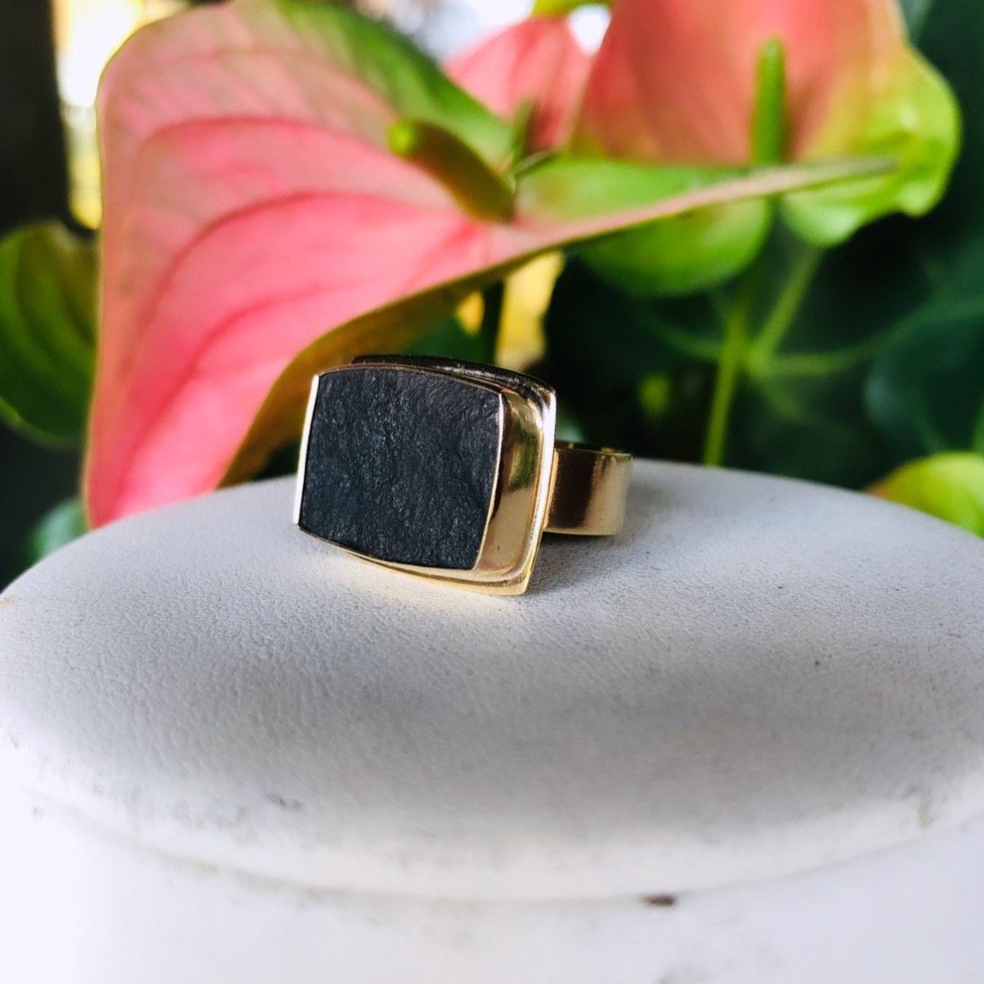 Golden Rectangle Black jade ring. SIZE 10.5-serena kojimoto studio