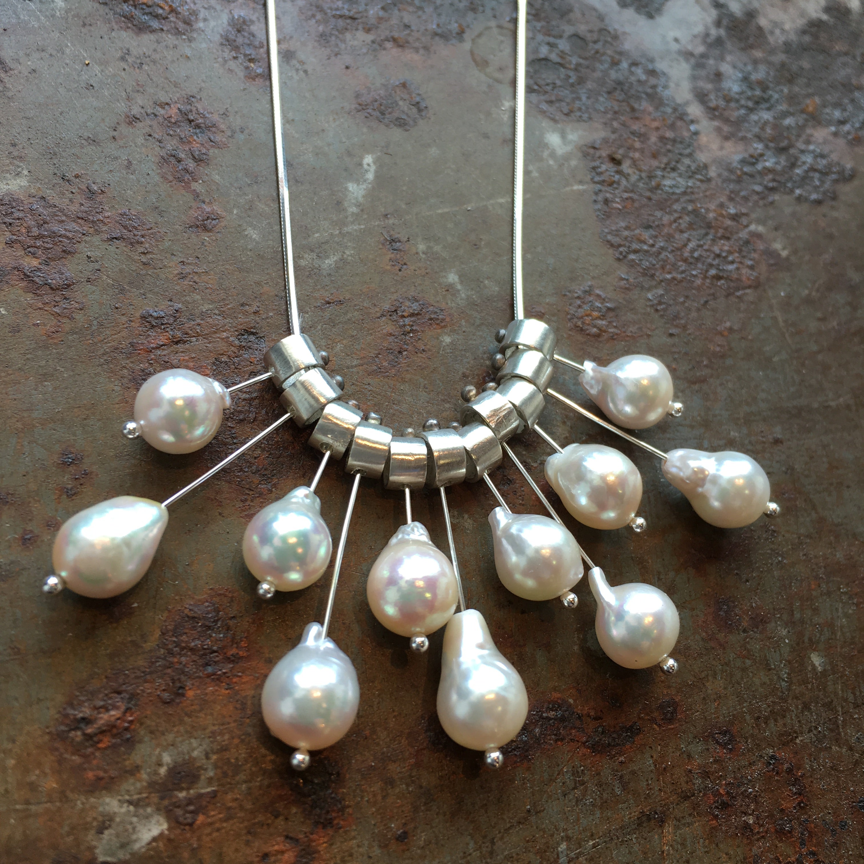 multi pivot baroque white pearls necklace-serena kojimoto studio