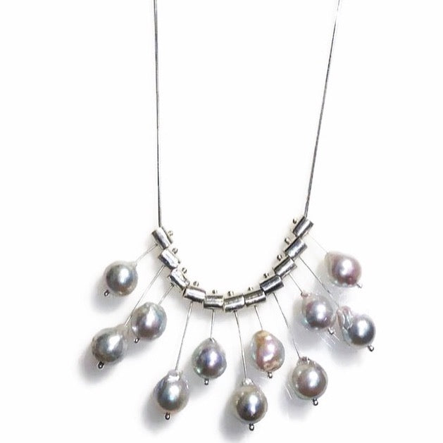 Multi Pivot baroque gray pearls necklace-serena kojimoto studio