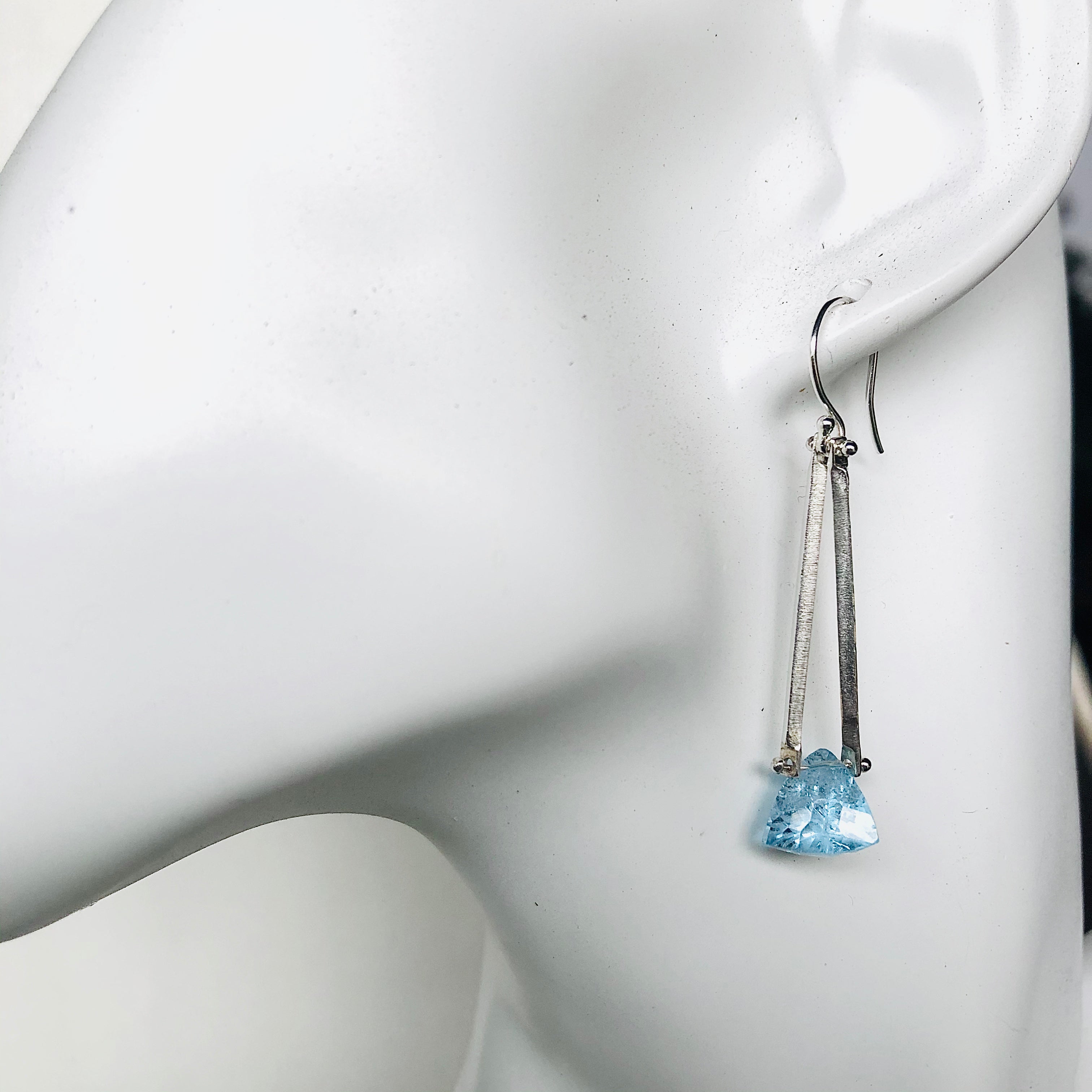 Double Twist stick earrings with gemstones-serena kojimoto studio