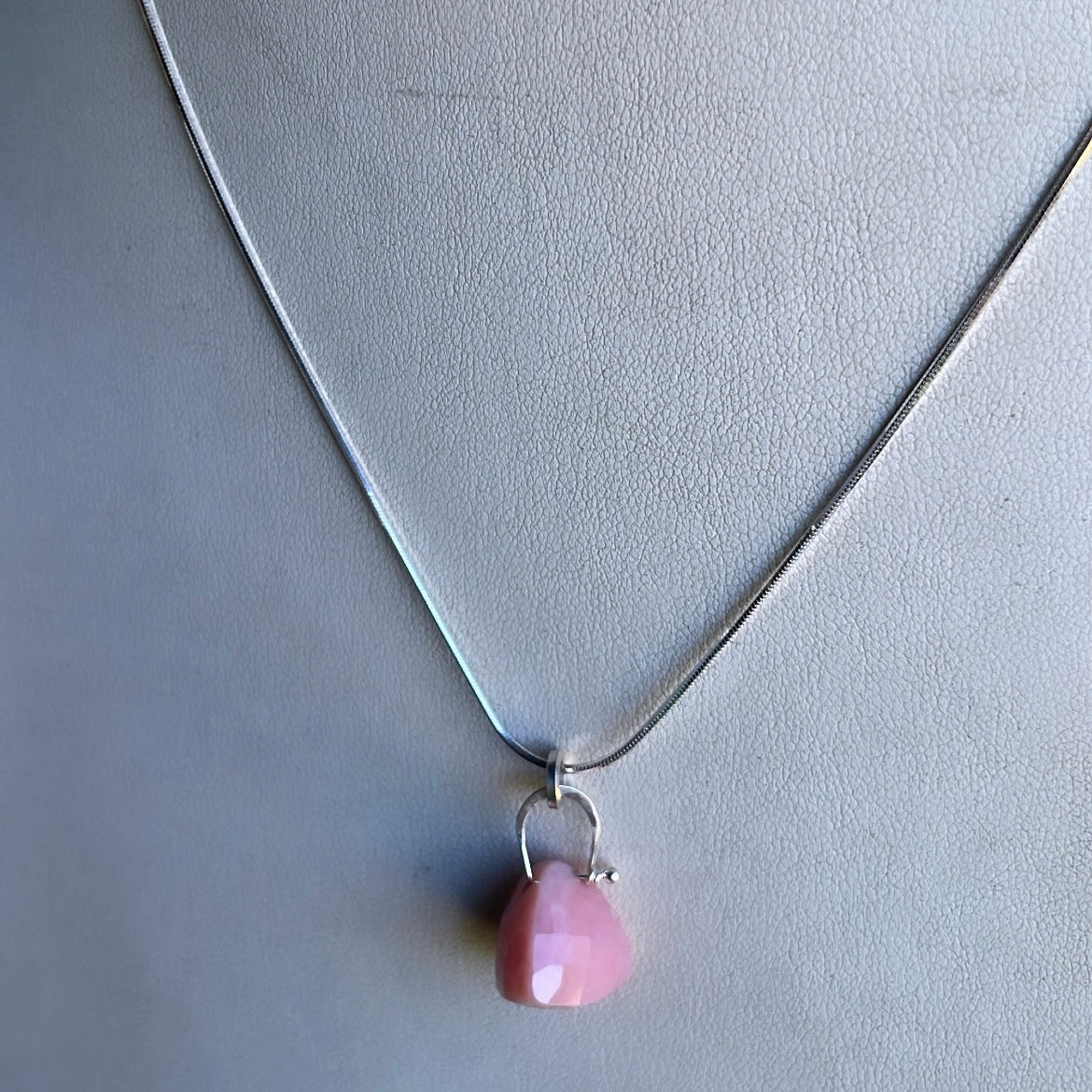 Stirrup Pink Opal Necklace-serena kojimoto studio