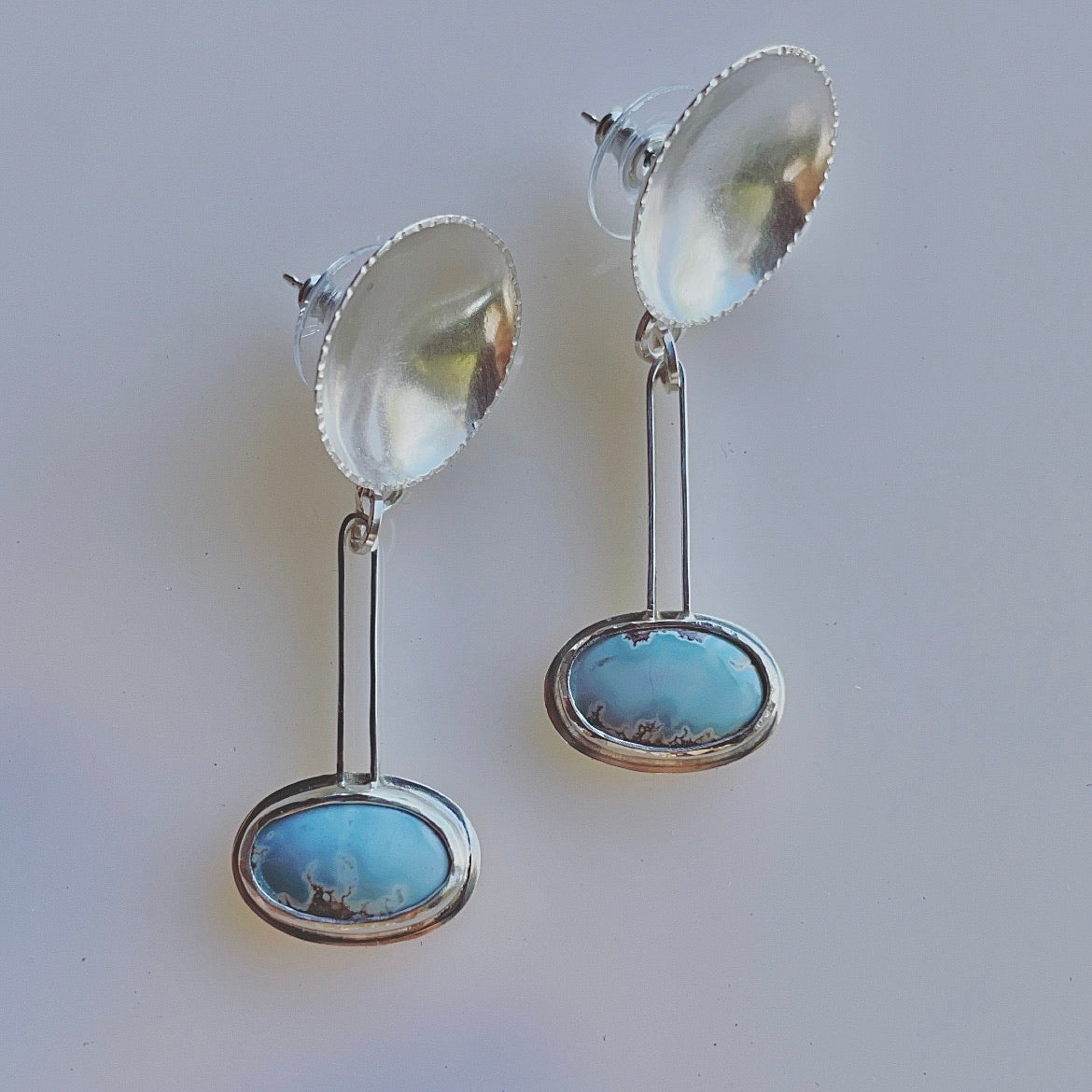 Balance earrings with Sandhill turquoise-serena kojimoto studio